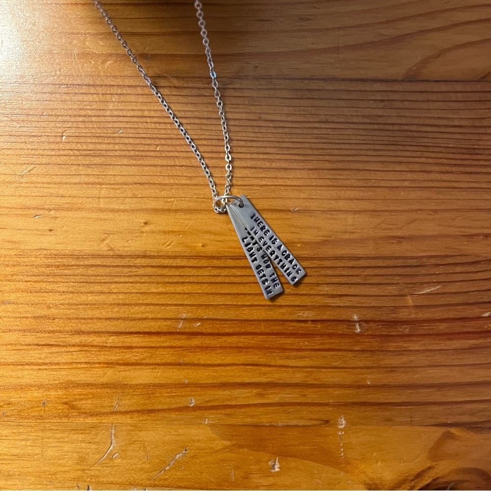 Chocolate & Steel // leonard cohen quote sterling silver necklace
